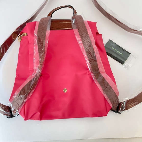 Longchamp Le Pliage Nylon Backpack FLOWER PINK New - Picture 5 of 14